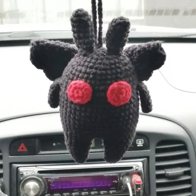 Plush hand-woven cartoon automobile hanging ornament for rear-view mirror decoration