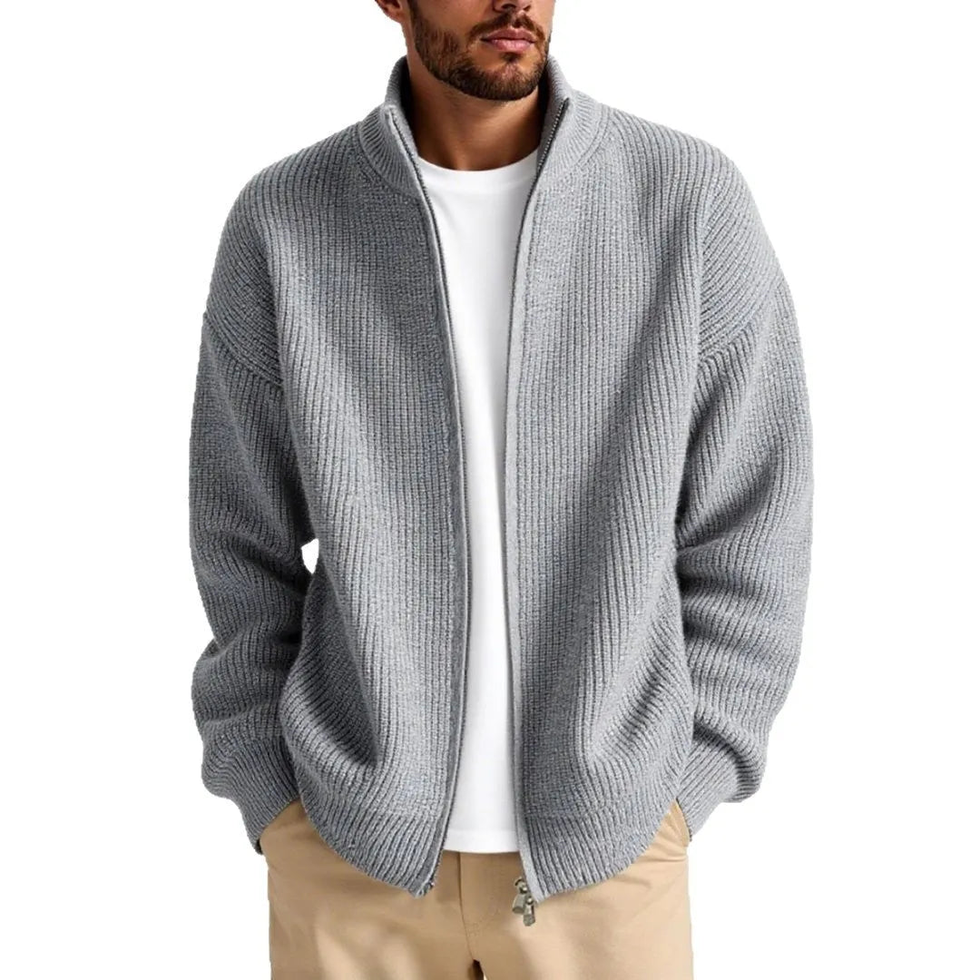 Loose fit men's acrylic blend cardigan sweater for casual wear in multiple colours.
