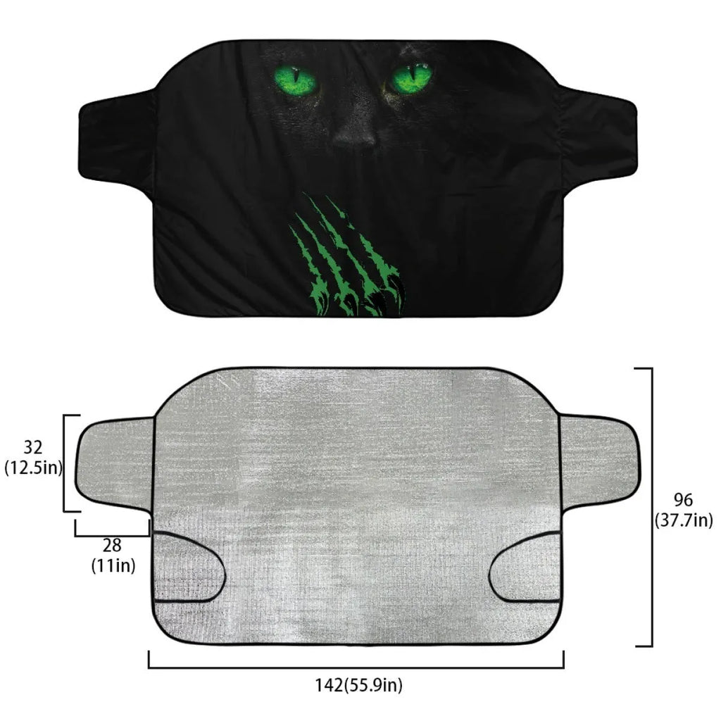 Car front gear snow protection cover with aluminium foil fabric and lanyard installation, size Dog 130 70