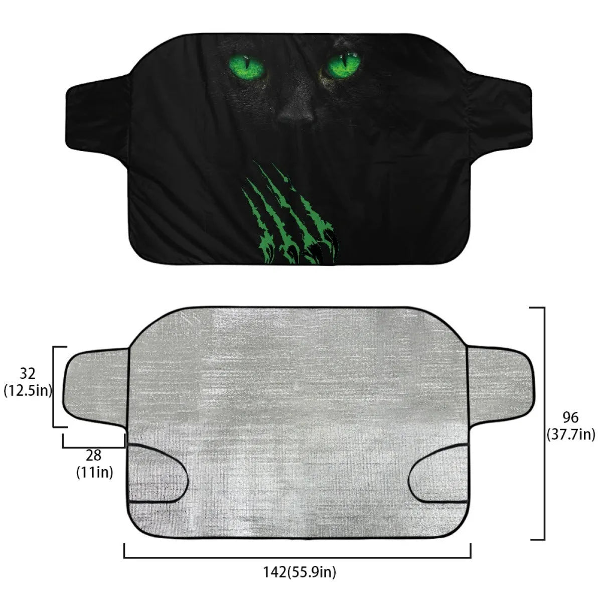 Car front gear snow protection cover with aluminium foil fabric and lanyard installation, size Dog 130 70