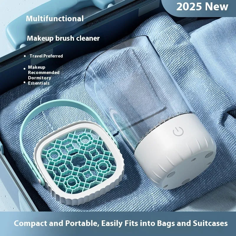 White rechargeable electric makeup brush cleaner with USB charging cable 24cm