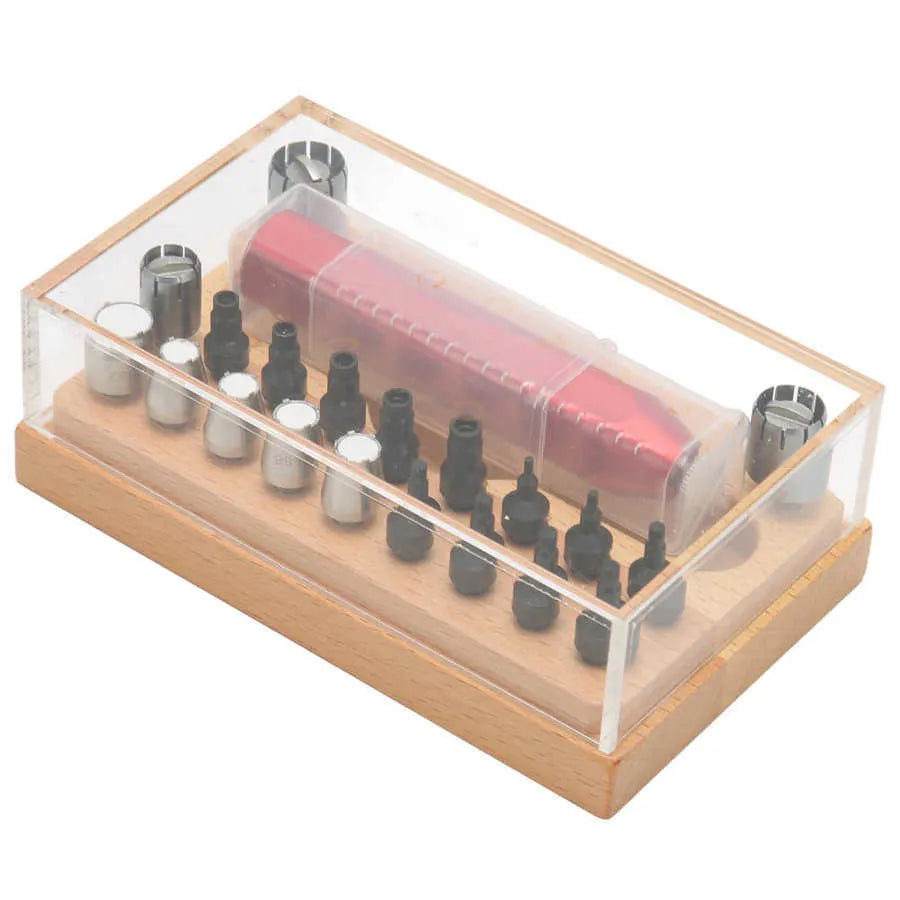 20-piece steel watch repair tool set for tube opening applications