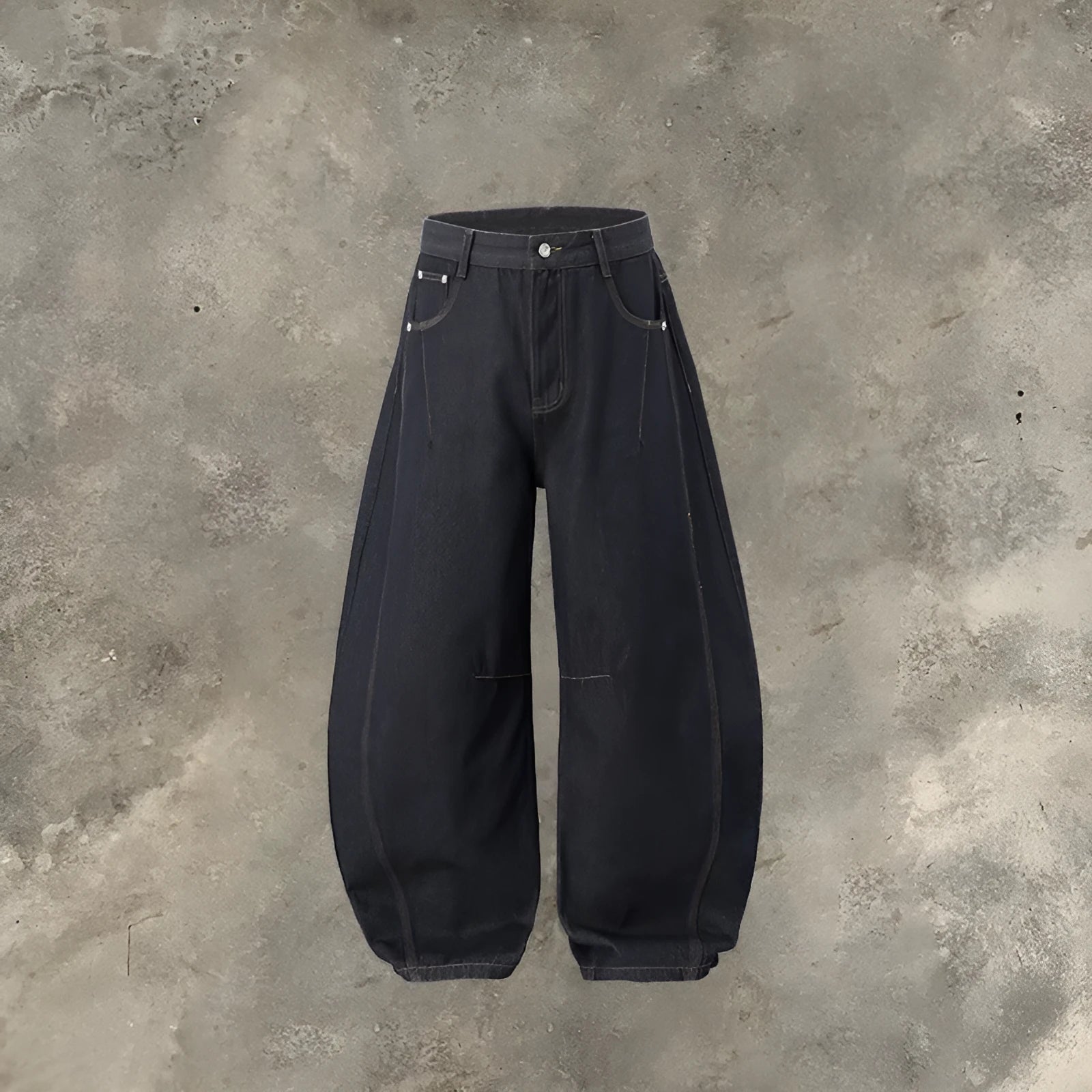 Men's wide leg denim trousers in original cow colour with American fashion styling