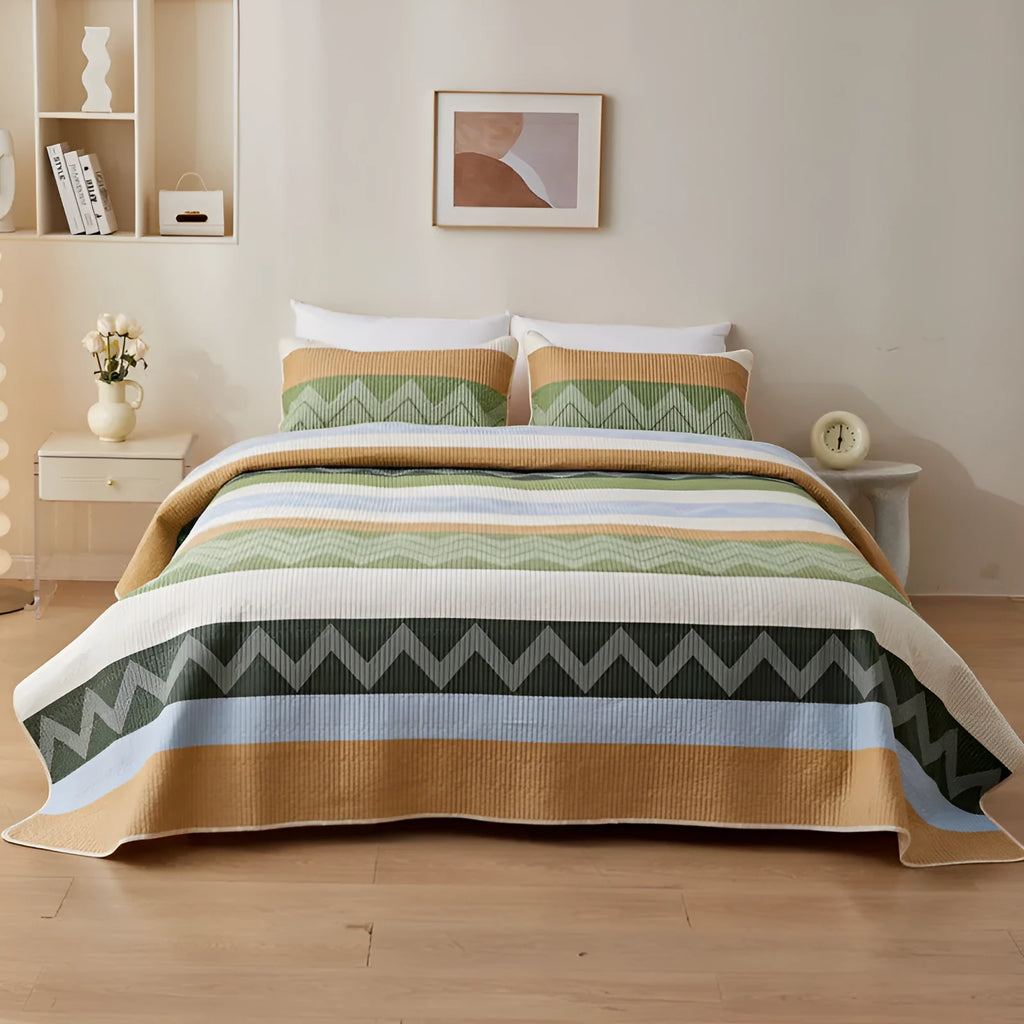 Cotton printed bed sheet three-piece set in modern simplicity style for 2.2 metre beds