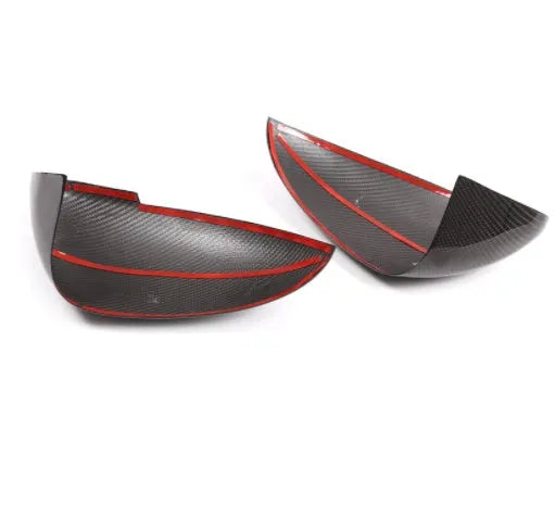 Black carbon fibre rear view mirror covers for Porsche Macan