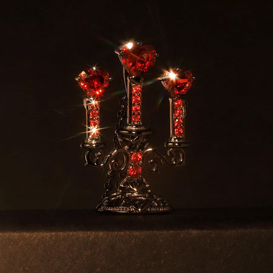 Retro Gothic zinc alloy clavicle chain with hollow candlestick pendant and cross chain in antique colour