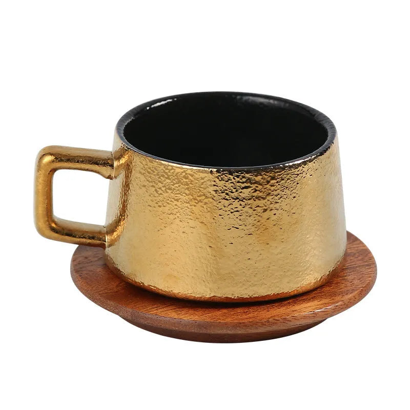 Office afternoon tea tumbler coffee cup gift set with metallic-plated gift box and 250ml irregular-shaped cup