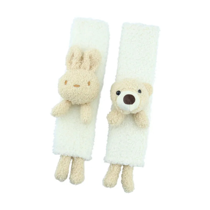 Cartoon plush car seat belt shoulder protector in lamb wool with bear design