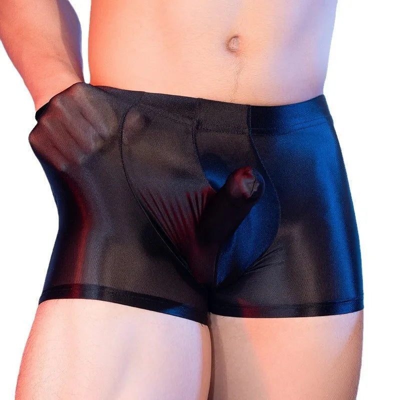 Men's elephant nose boxers in nylon fabric with seamless construction and hip-lifting function