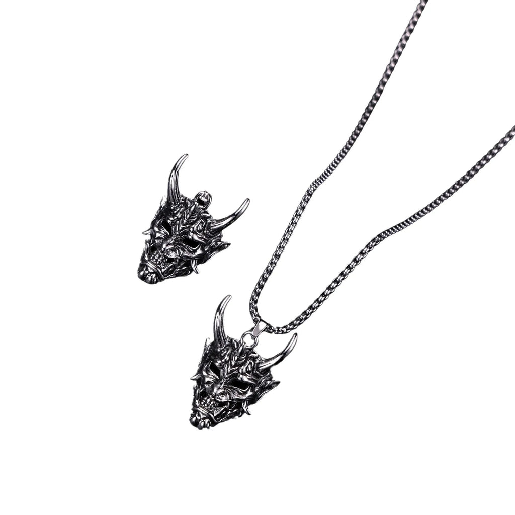 Personalised men's vintage necklace with 40x27x20mm zinc alloy pendant and silver electroplated finish