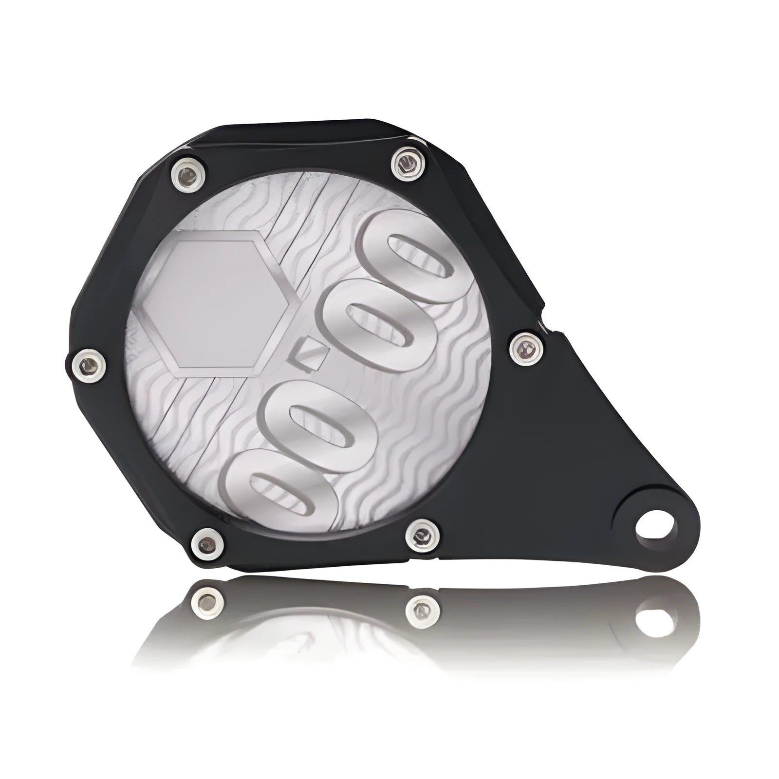 Black carbon fibre pattern motorcycle tax seal with metal alloy construction and six-corner screw