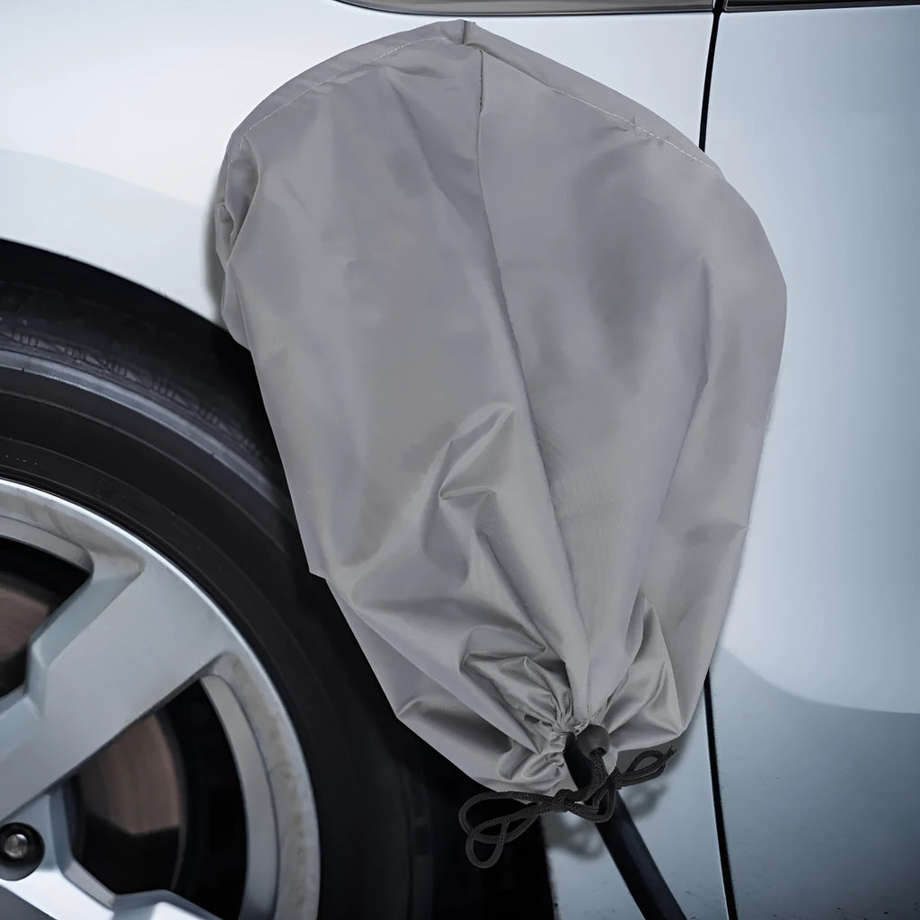 New energy vehicle charging waterproof cover in grey with drawstring closure