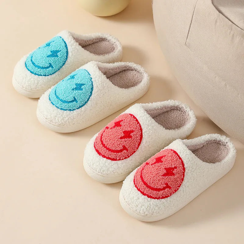 Women's plush cartoon love style slippers with non-slip PVC sole in Big Love pattern.