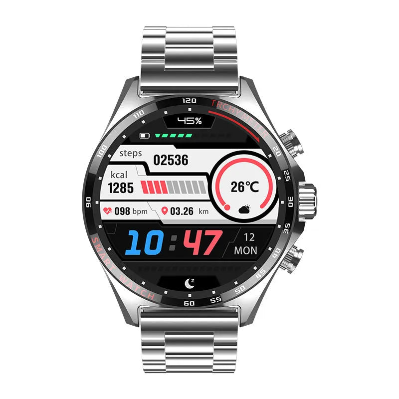 Smart watch with health monitoring functions including heart rate and blood pressure tracking on wrist