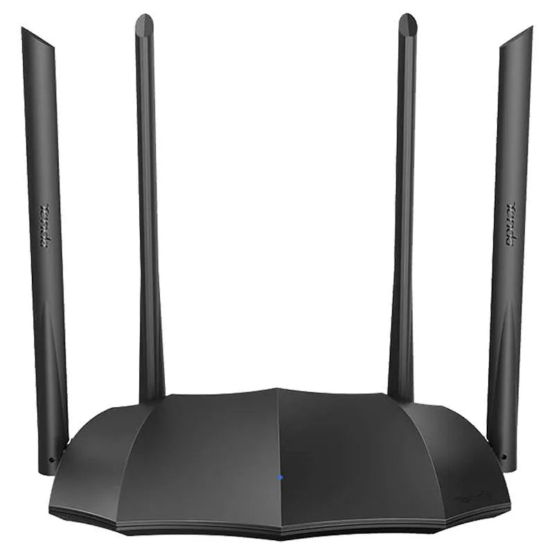 AC8 dual-band gigabit wireless router with three antenna slots on a white background.