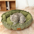 Grey reversible donut pet bed with raised bolsters for cats and small dogs