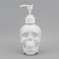 350ml skull-shaped empty hand sanitiser bottle in white, transparent or black plastic, 9.8cm x 7cm x 15.5cm