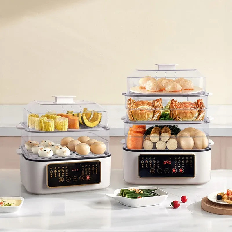 28 litre electric kitchen steamer with stainless steel construction and automatic water measurement