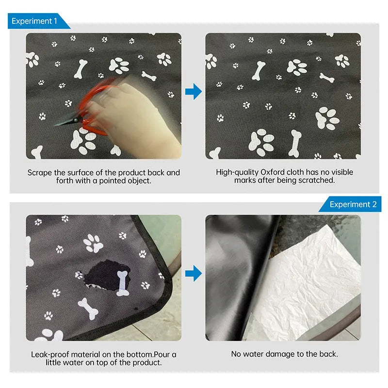 Car rear seat pet mat with water resistant isolation padding in dog bone print design