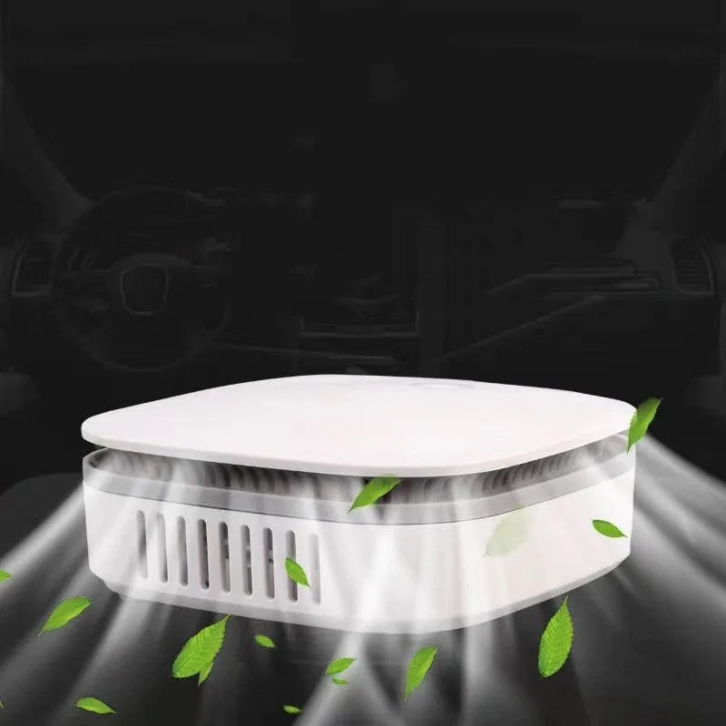 White USB car air purifier with negative ion technology and composite filter