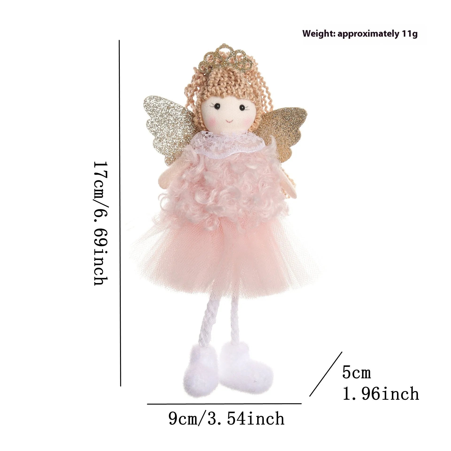 Christmas angel girl pendant cloth hair tie elastic in white, pink and khaki colours