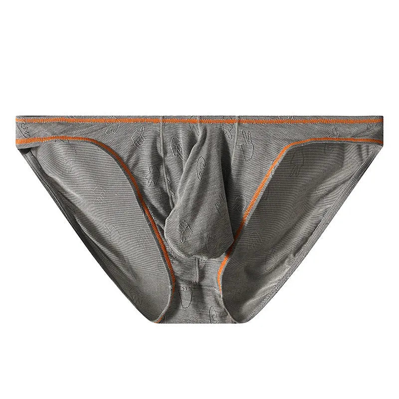 Men's dark grey modal hip-lift boxer shorts laid flat, showing knitted fabric texture.