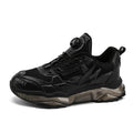 Men's black rotating button dad shoes with mesh upper and platform sole