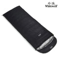 Black outdoor sleeping bag with envelope structure and tear-resistant nylon construction