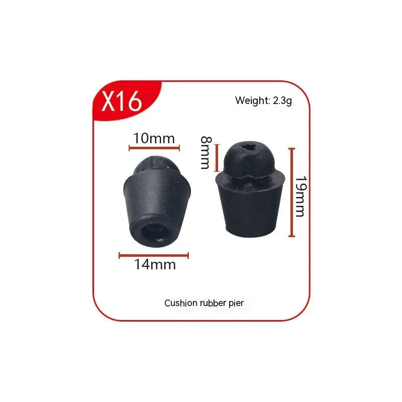 10-pack of X16 coloured rubber automobile buckle dampers for shock absorption.