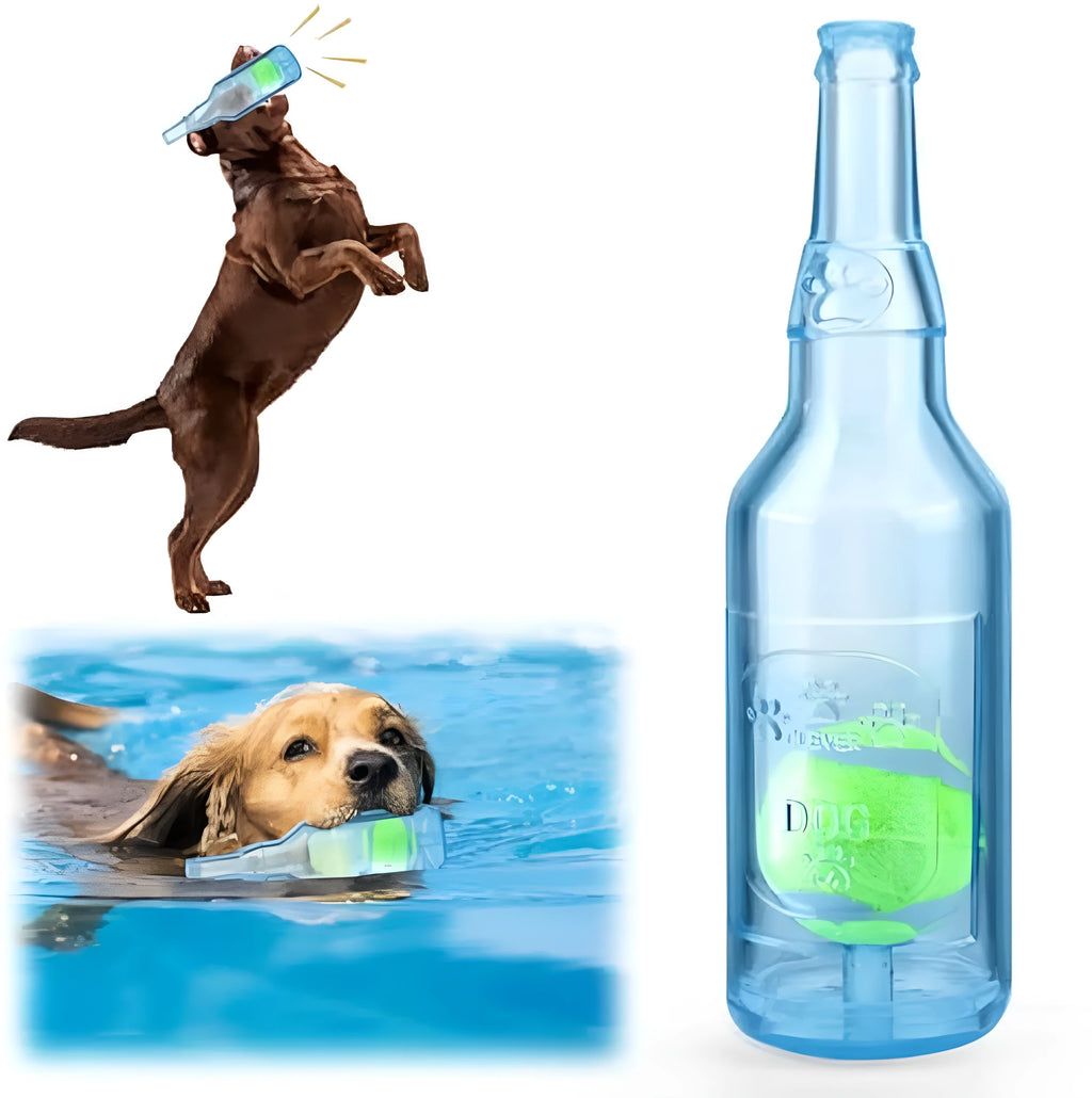Blue green red water bottle dog toy with squeaker for aggressive chewing dogs
