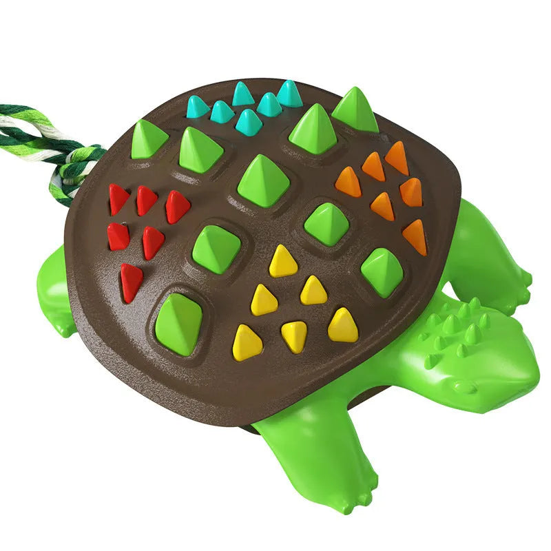 Natural rubber dog toothbrush chew toy with mint flavour for dental care and interactive play