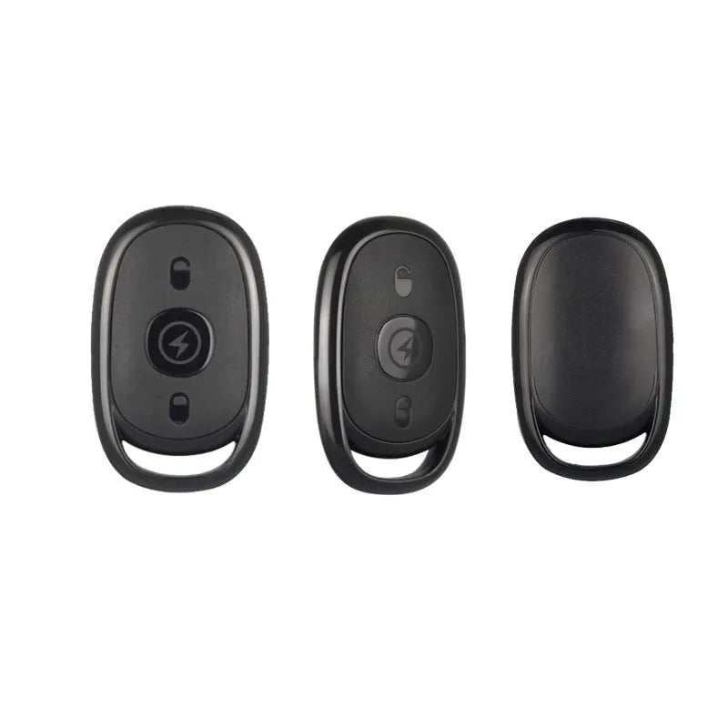Compact ABS plastic 433MHz wireless car remote control duplicator on a keyring.