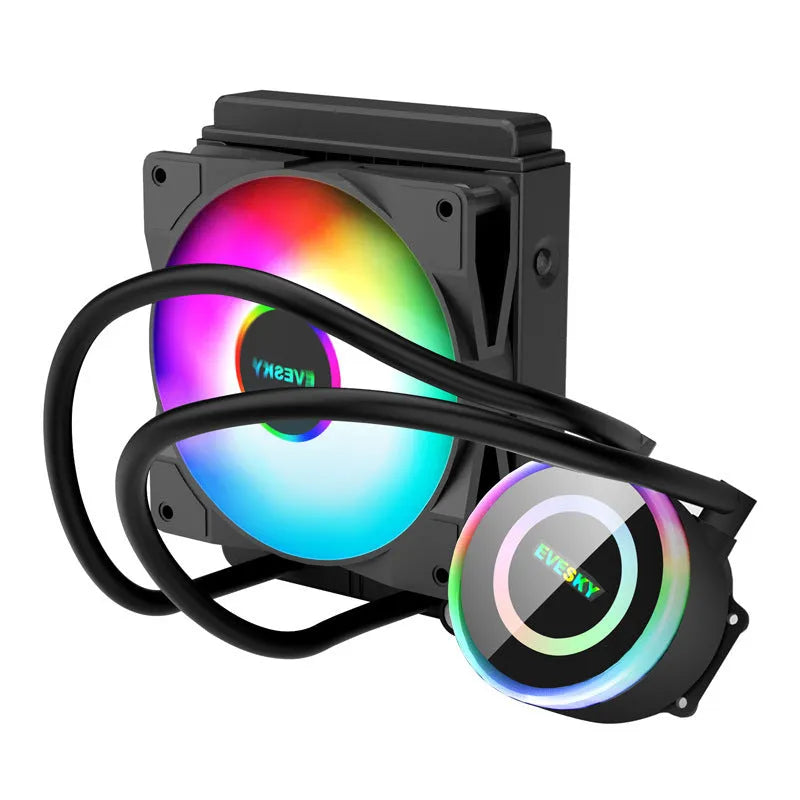 CPU radiator cooling fan with RGB lighting in aluminium construction for gaming PC