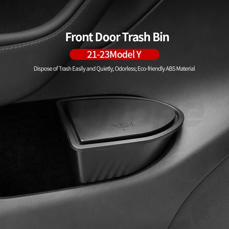 Black ABS plastic car door storage box for Tesla Model Y front doors
