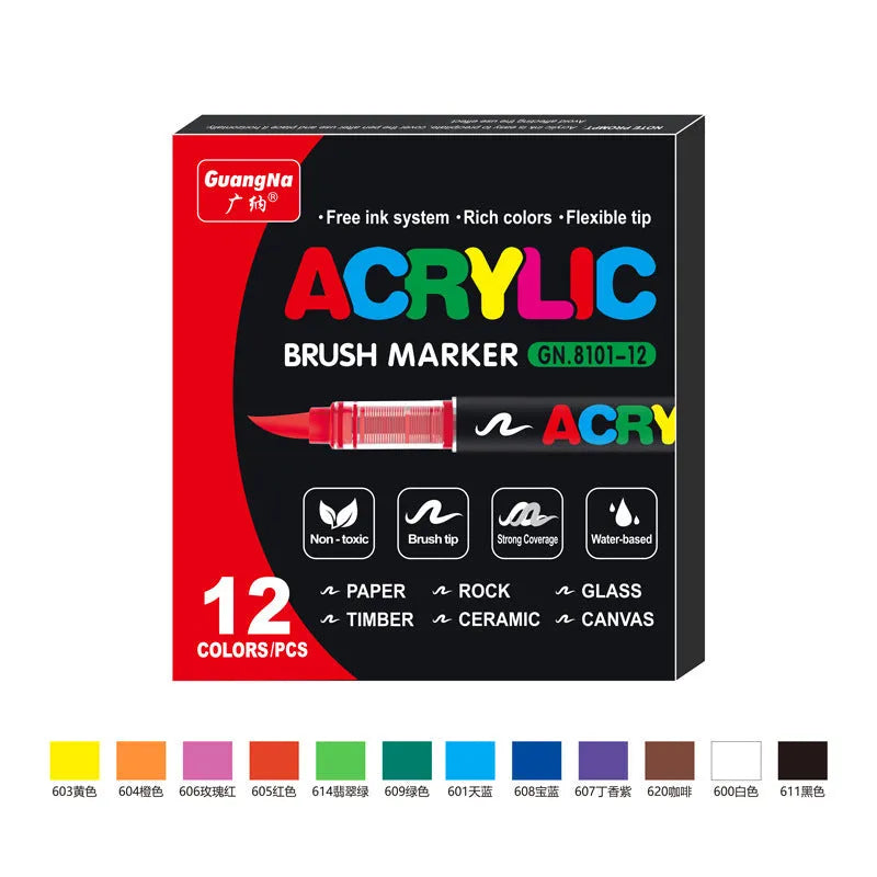 Set of acrylic marker pens with soft tips for art painting and graffiti work