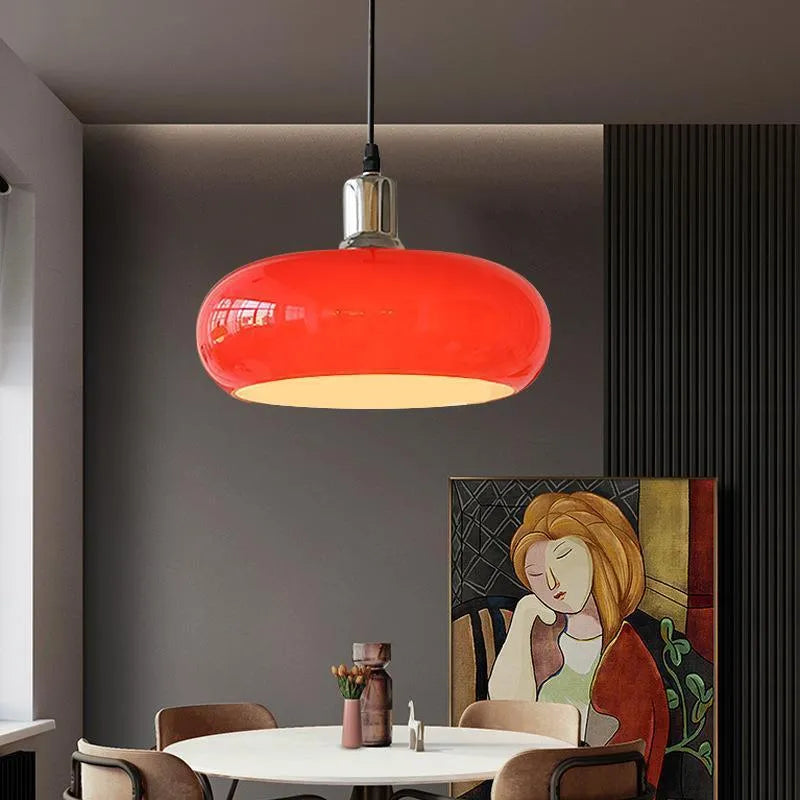 Bauhaus three headed egg tart pendant light in milk white glass for retro ceiling lighting
