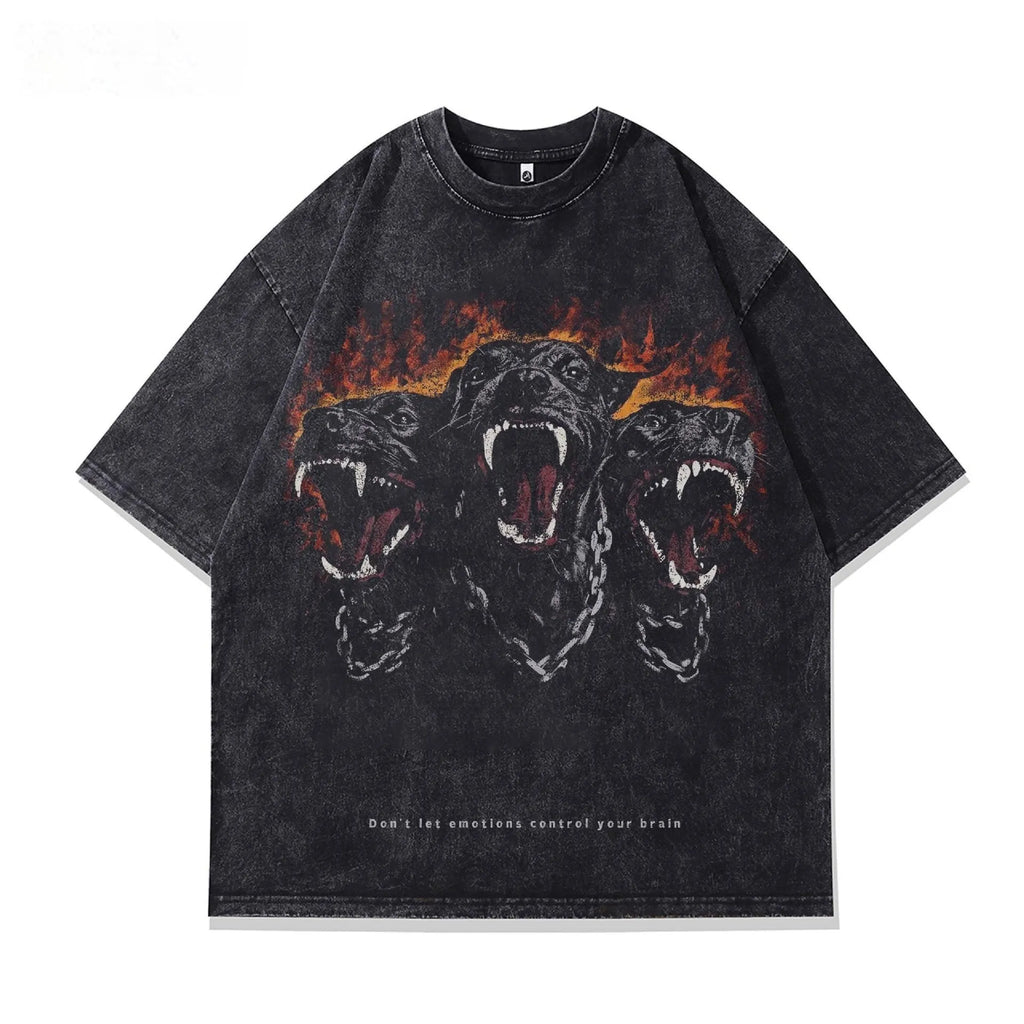Men's character print short sleeve cotton T-shirt in loose fit summer style