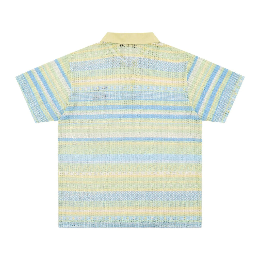 Men's printed leisure shirt in blue with short sleeves and loose fit