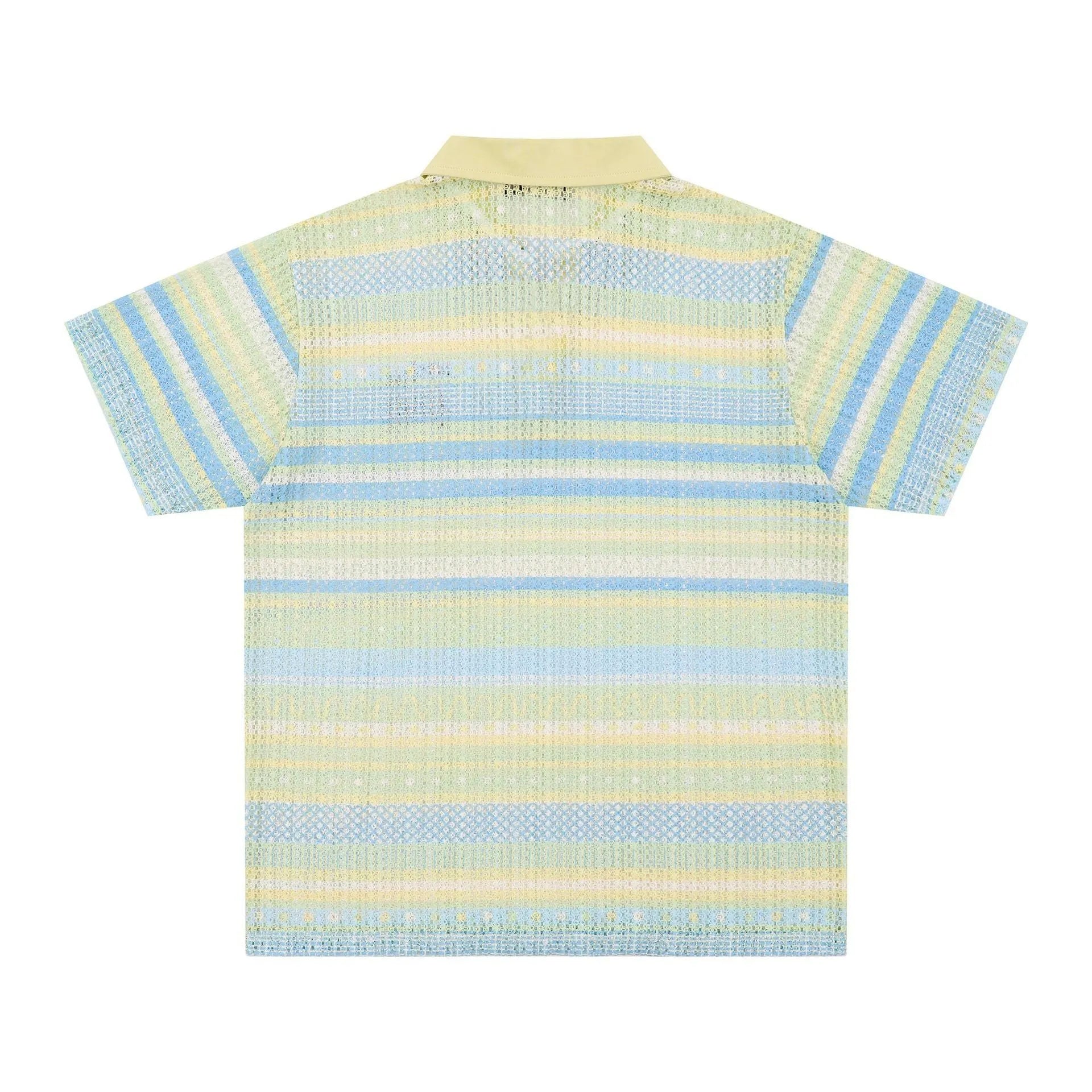 Men's printed leisure shirt in blue with short sleeves and loose fit