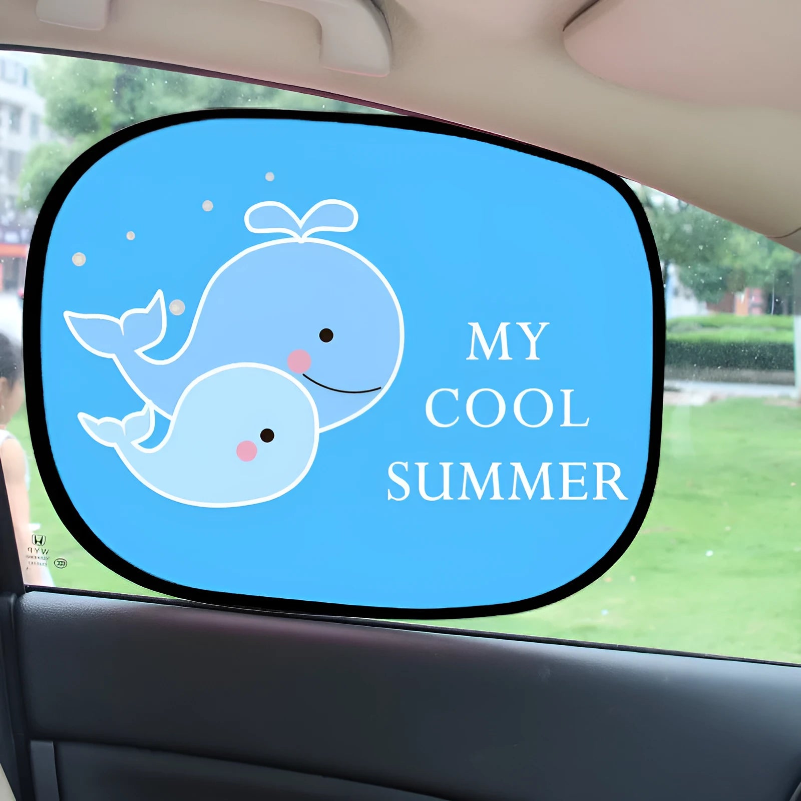 Electrostatic adsorption car side window sunshade pair in nylon mesh with universal fit