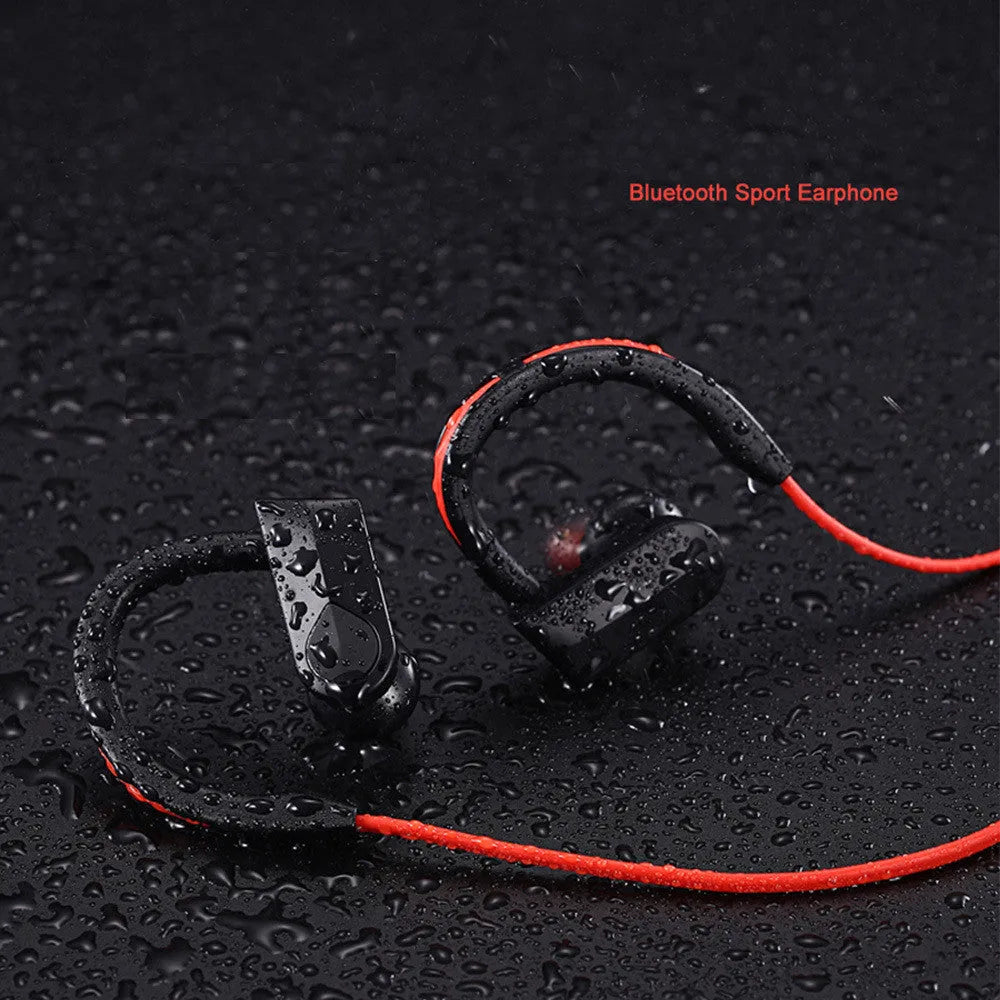 Wireless neckband Bluetooth earphones in black colour with USB charging cable