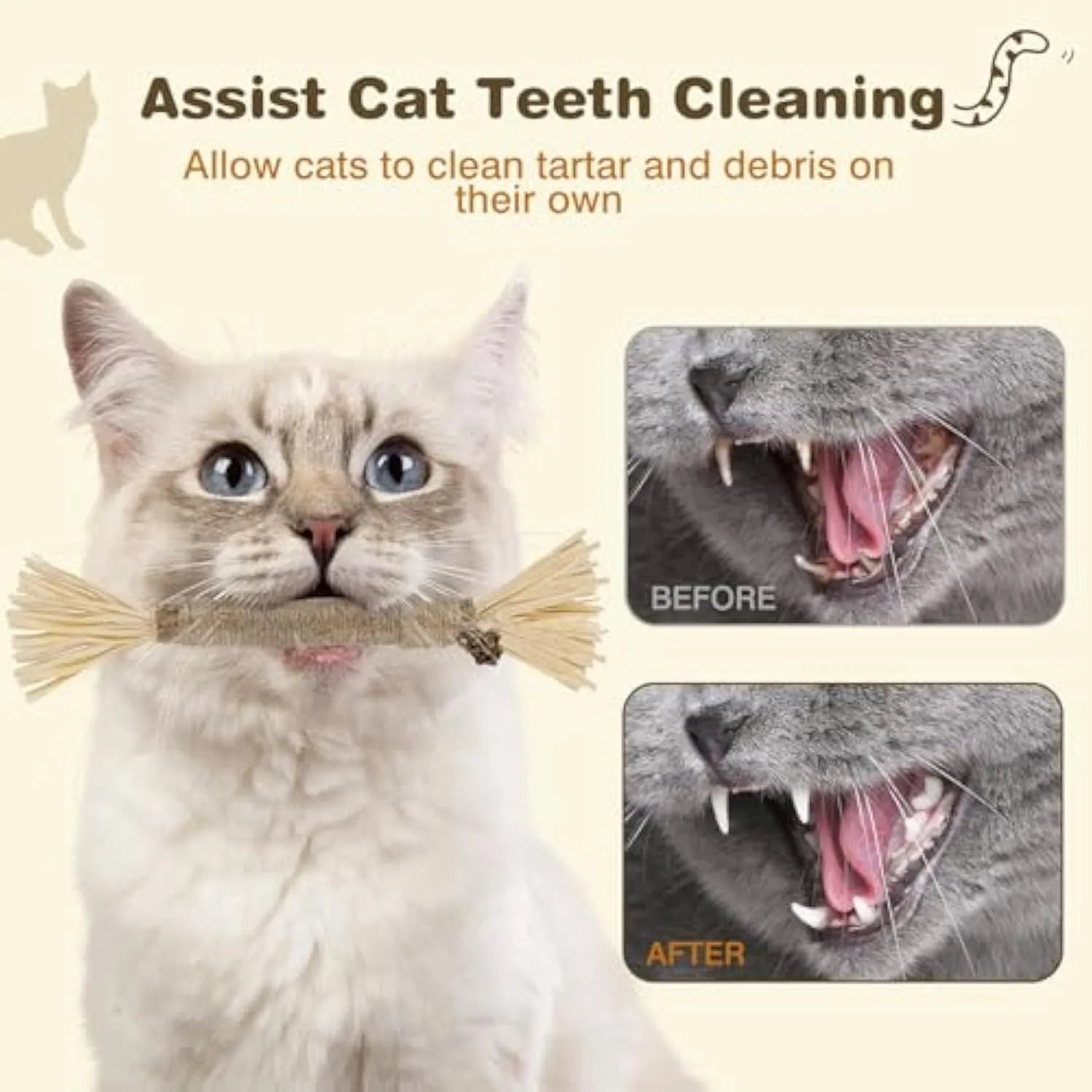 3-pack of natural silvervine chew sticks for cats with sisal rope, showing thick and fine diameter options.