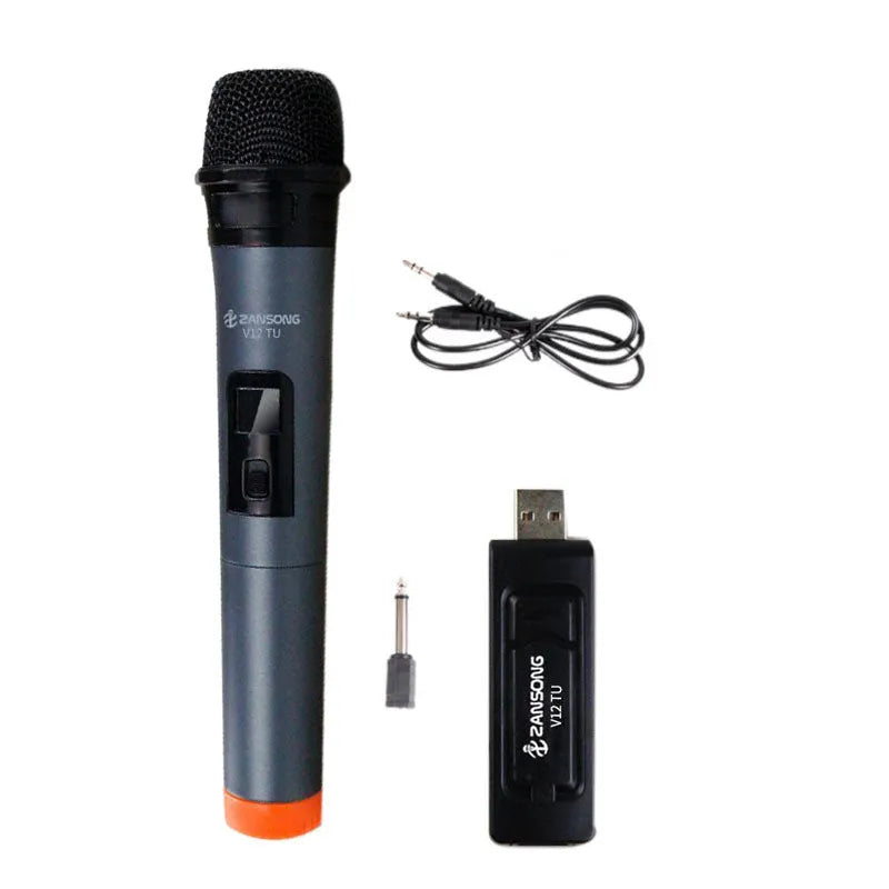 Black ZANSONG V12 dynamic wired handheld microphone with USB receiver and cables