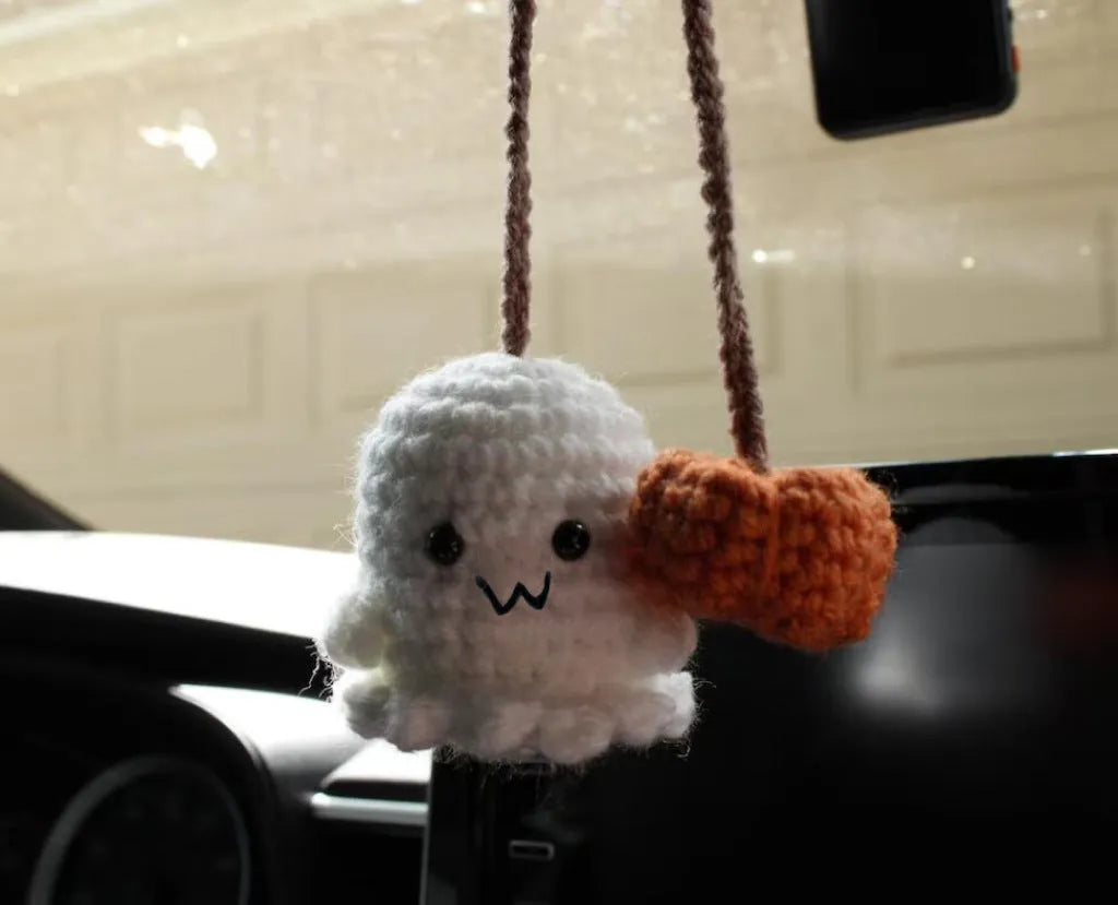 Plush hand-woven cartoon automobile hanging ornament for rear-view mirror decoration