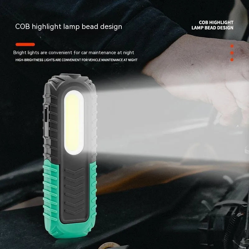 Black and green PET-coated auto repair work light with USB charging cable