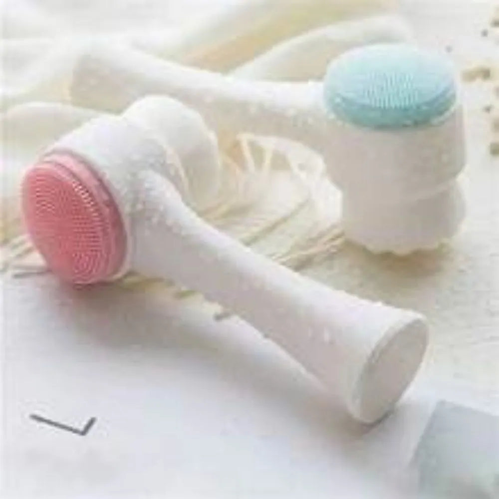 Blue nylon pet grooming brush with gentle bristles for dog and cat coat massage