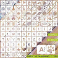 Milky white PET film spray painting templates showing flower, animal, and letter designs at 2-inch size