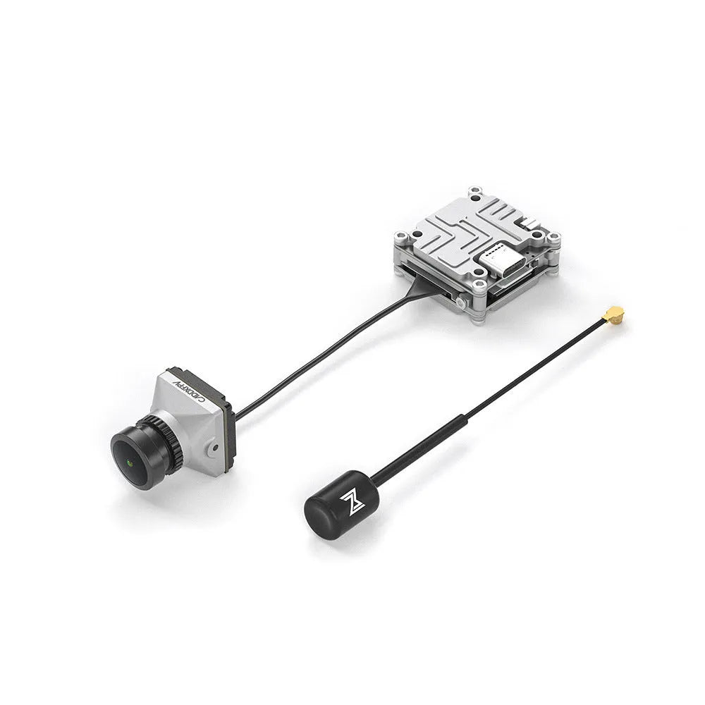 Silver Caddx ADAPTS DJI FPV digital transmission unit with included screws, spacers, and wires.