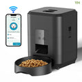White and black automatic pet feeder for cats with timing control and multiple power standard options