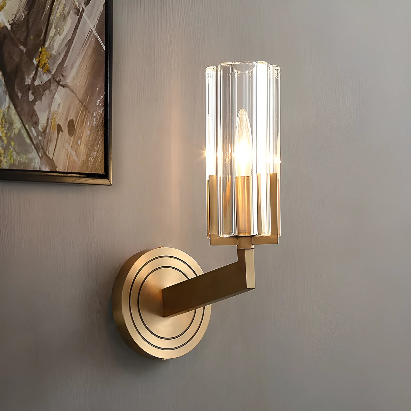 Copper wall lamp with Nordic minimalist design and adjustable single or double head configuration